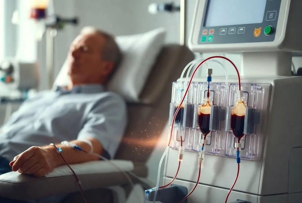 Patient during therapeutic apheresis